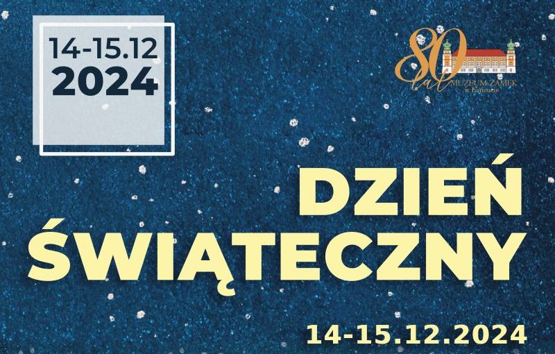 Dzień świąteczny baner  - 14-15.12.2024, logo Muzeum, rozgwieżdżone niebo