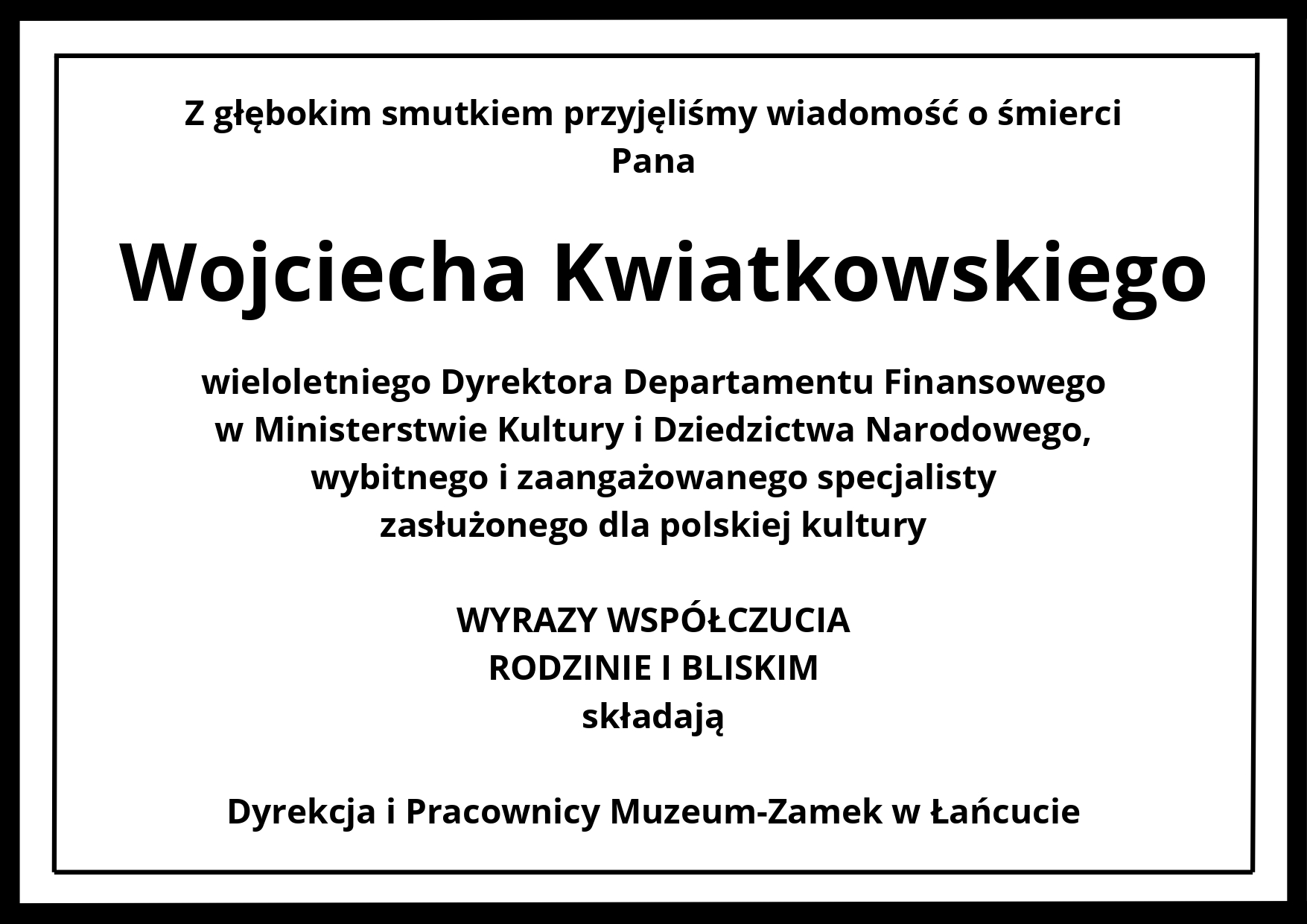 Nekrolog Wojciecha Kwiatkowskiego